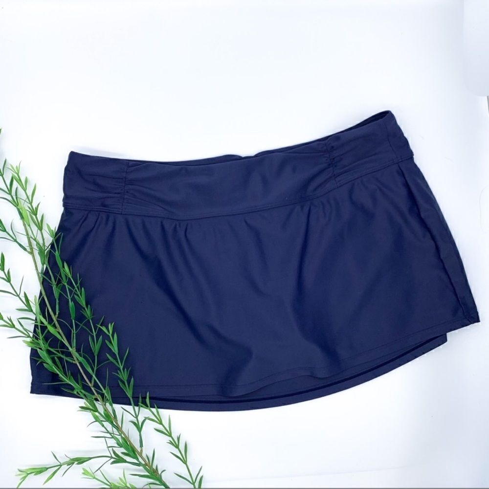 ATHLETA navy blue shirred swim skirt XL - Picture 2 of 4